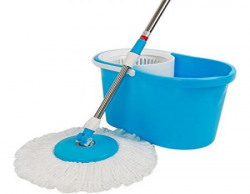 Easy Magic Floor Mop 360° Bucket 2 Heads Microfiber Spin Spinning Rotating Head (Color May Vary)