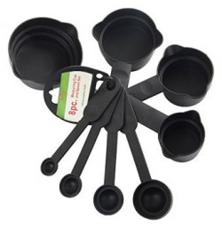 Bulfyss 8Pcs Plastic Measuring Cup and Spoon Set, Black