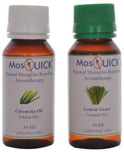 MosQuick Natural Mosquito Repellent Oil, Citronella (50ml) & Lemon Grass (50ml) - 100ml Total