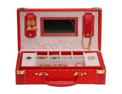 Kurtzy® Stylish Lockable Jewellery/Cosmetic Storage Display box,Beauty Vanity Makeup Organizer Rack/Bangles,Rings,Earrings(Red)