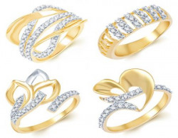 Sukkhi Fascinating Gold Plated CZ Set of 4 Ladies Ring Combo For Women