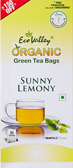 Eco Valley Organic Green Tea, Sunny Lemony, 50 Tea Bags