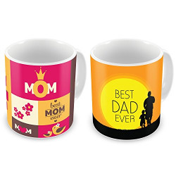 Indibni No. 1 Mom & Best Dad Ever Mug Set of 2