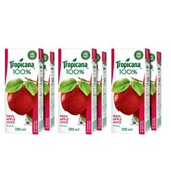 Tropicana 100% Apple Juice, 200ml each (Pack of 6)