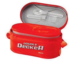Milton Double Decker 3 Cont Lunch Box, Red ,(EC-SOF-FST-0013_Red)