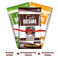 Cafedesire Instant Coffee Premix, Tea Premix, Lemon Premix - 30 x 15 gms