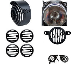 R.J.VON Rear Customized Head Light Heavy Grill with Cap and Indicator for Royal Enfield Bullet 500 Twinspark