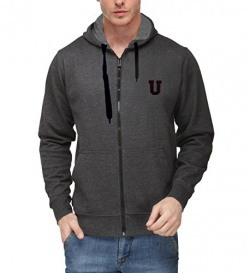 Scott Men's Premium Cotton Flocking Letter Pullover Hoodie Sweatshirt WITH Zip - Charcoal - UEBSSHZ1_M
