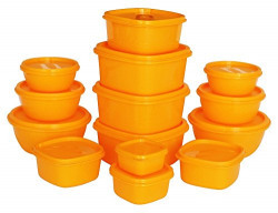 Princeware SF Plastic Storage Container Set, 14-Pieces, Orange