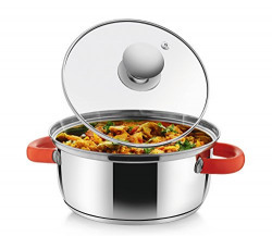 Classic Essentials Stainless Steel Capsule Bottom Casserole with Glass Lid 22 cm