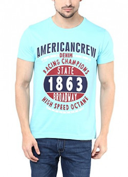 American Crew Round Neck Printed Sky Blue T-Shirt - S (ACP01-S)
