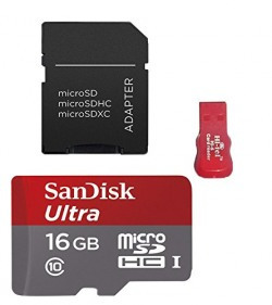 Sandisk 16 GB Ultra Memory Card with SD Adapter and Card Reader combo set