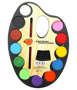 Lukzer Large Artistic Palette Water Colour Set Of 12 With One Artist Paint Brush For Kids