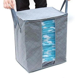 House Of Quirk Foldable Charcoal Clothes Sweater Blanket Closet Organizer Storage Bag Box - Grey