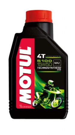 Motul 104080 5100 4T Hybrid 15W-50 API SM Technosynthese Petrol Engine Oil for Bikes (1 L)