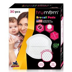 Trumom (USA) Premium SUPER ABSORBENT Anti-Bacterial HoneyComb Disposable Nursing Breast Pads with Patented  Leak Guards  Pack Of 30 ( Breastfeeding )