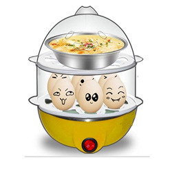 Inovera 2 Layer Egg Boiler Cooker and Steamer With Steel Bowl, Yellow