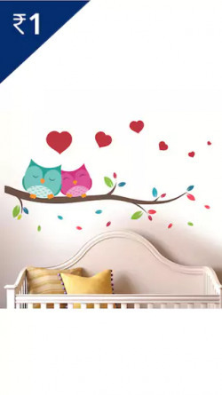 WallTola Love Couple Owl Wall Sticker