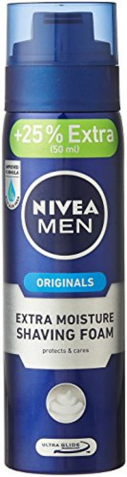 Nivea Men Originals Extra Moisture Shaving Foam - 200 ml with Extra 50 ml
