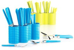 Slings Imperial Stainless Steel Cutlery Set With Stand 24 Pcs, (Color May Vary)