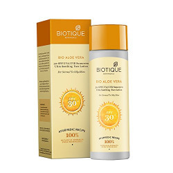 Biotique Bio Aloe Vera Face & Body Sun Lotion Spf 30 Uva/Uvb Sunscreen For Normal To Oily Skin In The Sun, 120ML