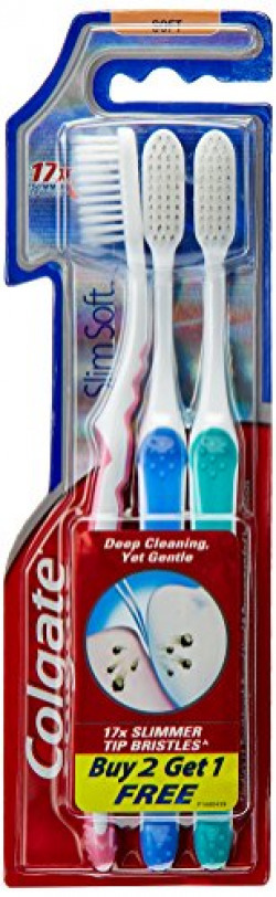 Colgate Toothbrush-Slim Soft-Buy 2 Get 1 Free-Soft Bristles (Saver Pack)