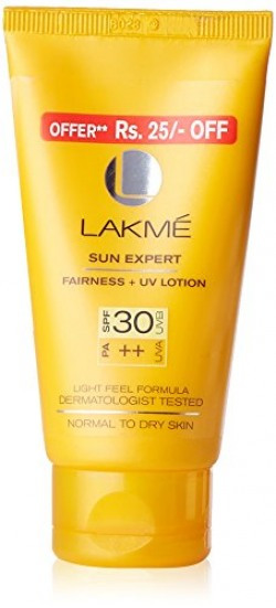 Lakme Sun Expert SPF 30 PA Fairness UV Sunscreen Lotion 50 ml (Now at Rs.25 OFF)