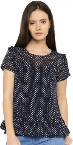 Dressberry Casual Short Sleeve Printed Women's Dark Blue Top