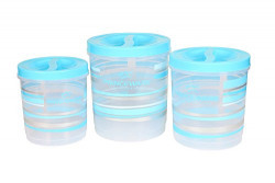 Princeware Twister Plastic Package Container Set, 3-Pieces, Blue