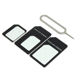 SIM CARD Adapter Nano to Micro - Nano to Regular - Micro to Regular With eject pin (Black)