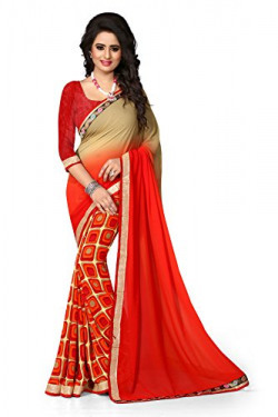 J B Fashion Women'S Georgette Saree With Blouse Piece (S-Ssf-Redsquer_Red)