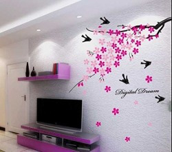 Decals Design 'Flower Branch with Birds' Wall Sticker (PVC Vinyl, 50 cm x 70 cm)