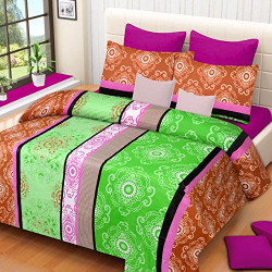Home Elite 120 TC Cotton Double Bedsheet with 2 Pillow Covers - Paisley, Multicolour