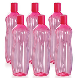 Cello Sipwell PET Bottle Set, 1 Litre, Set of 6, Pink