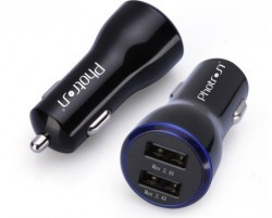 Photron [2 Port - 4.8Amp] High Speed Car Charger with [LED Light] [IDD Technology] ]for Apple iPhone, iPad, Samsung Galaxy, Lenovo, OnePlus, Xiaomi MI, HTC, LG, Nexus, Motorola Moto G, ASUS, Coolpad, Sony, Micromax, Honor, Intex, Meizu, Karbonn and all other mobile devices and Tablets, Black