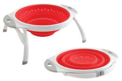 Dexas 10-Inch Silicone Pop Colander, Red/White