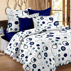 Story@Home Magic 152TC Cotton Double Bedsheet with 2 Pillow Covers - Blue Cotton Bedsheets For Double Bed