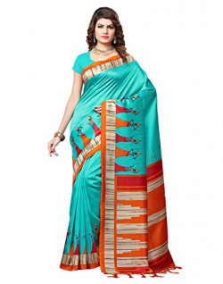 e-VASTRAM Women's Mysore Art Silk Printed Saree With Tassel/Kutch(RIMZIMG_Green)