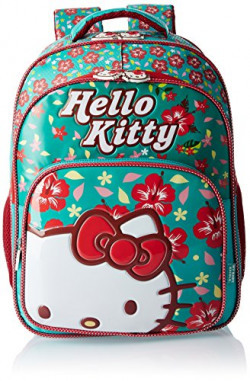 Hello Kitty Polyester 18 Inch Turquoise and Red Children's Backpack (Age group :8-12 yrs)