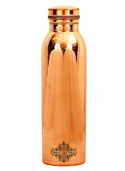 IndianArtVilla Thermos Design Copper Bottle, Travelling Purpose, 1000 ML