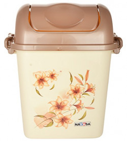 Nayasa Swing Dustbin with Lid, 13.5 Litres, Brown