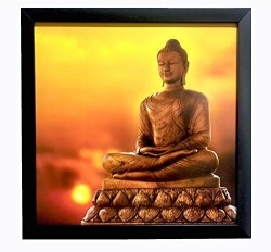 Lord Buddha || Paper Plane Design exclusive Framed Wall Art Paintings for Living room and Bedroom. Frame size (12 inch x 12 inch, (Synthetic, 30 cm x 3 cm x 30 cm, Special Effect Textured)