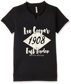 Lee Cooper Girls' T-Shirt (1631_Black_15 - 16 Years)
