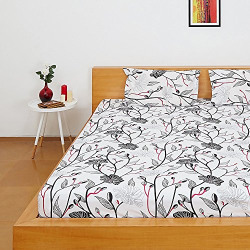Solimo Silk Finish Floral Flurry 180 TC 100% Cotton Double Bedsheet with 2  Pillow Covers - Pink