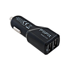 Car Charger,FliFit Smart IC 3.4A(2.4A+1.0A) Dual USB Port Universal Car Charger for all smart mobile devices and Tablets (Black)