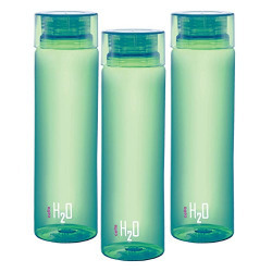 Cello H2O Unbreakable  Bottle , 1 Litre, Set of 3, Green