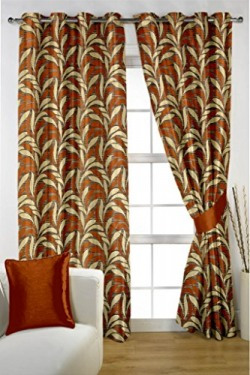 HOMEC Decorous Jacquard Curtain Set of 2 (Size - Door 46 X 84 inch/Color - Orange)
