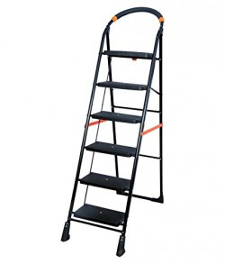PAffy Folding Ladder with Wide Steps - Milano 6 Steps with 7 Years Warranty + Free 1 Laundry Bag
