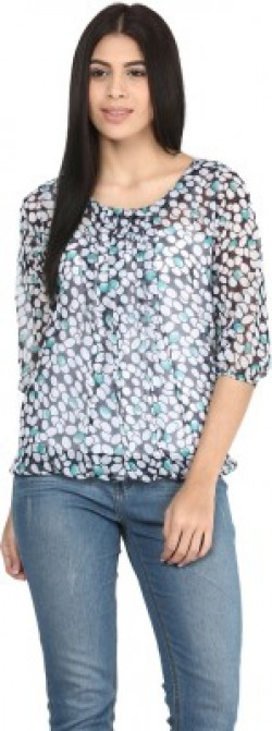 Mayra Casual 3/4th Sleeve Printed Women's Blue Top