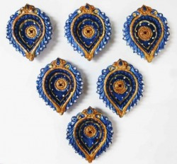 Craft Junction Set of 6 Handpainted Decorative Diya For this Diwali Terracotta Table Diya Set